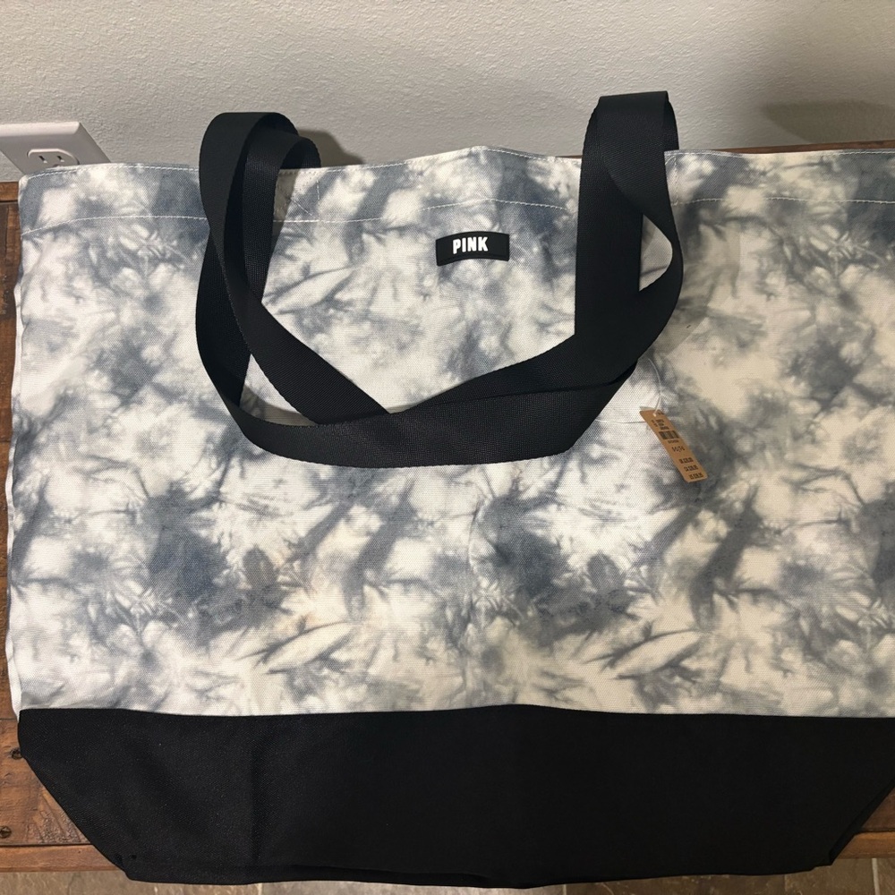PINK Victoria's Secret Black and Gray Tie-Dye Tote - Picture 2 of 4